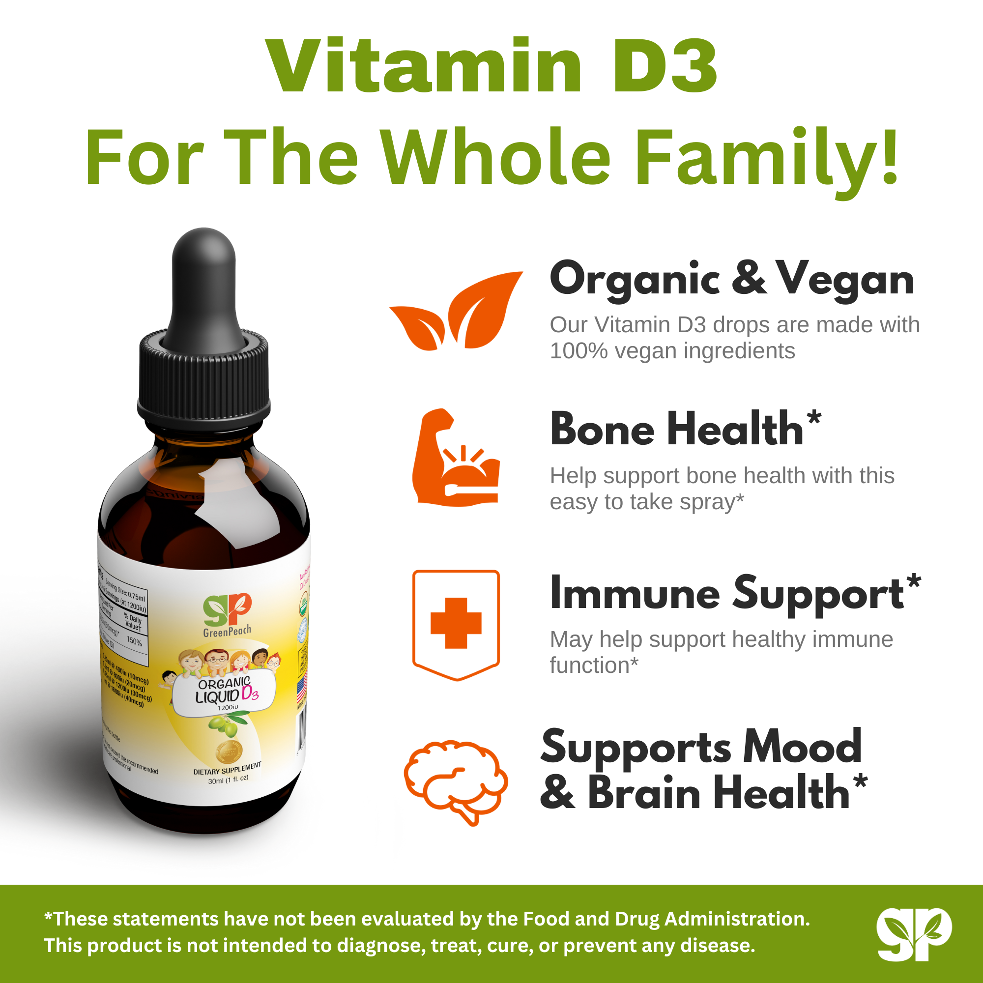 Liquid Vegan Organic Vitamin D 400 IU to 1600 IU.