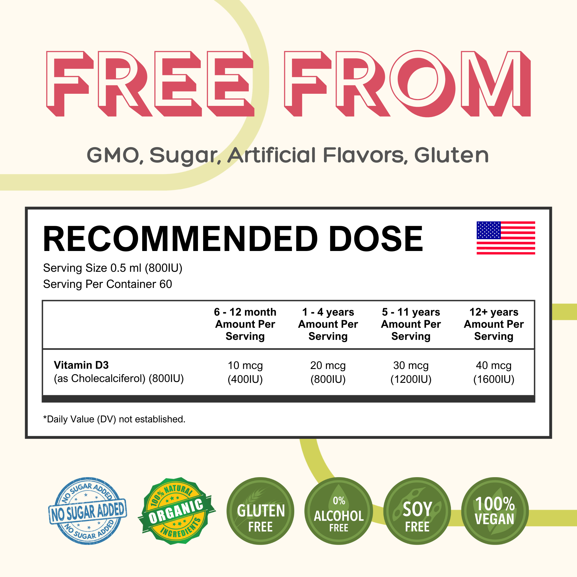 Liquid Vegan Organic Vitamin D 400 IU to 1600 IU.