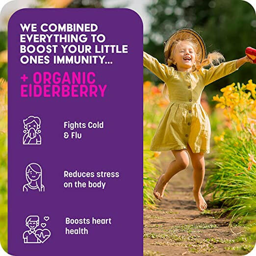 Liquid Kids Immune Boost – with Organic Elderberry Syrup, Zinc & Vitamin C for Toddlers/Children & Adults.